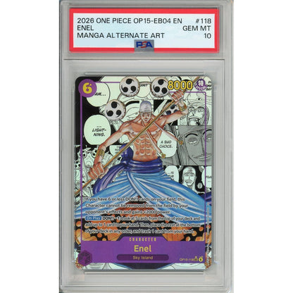One Piece Graded: Enel OP15-118 Manga Alternate Art (2026) PSA 10