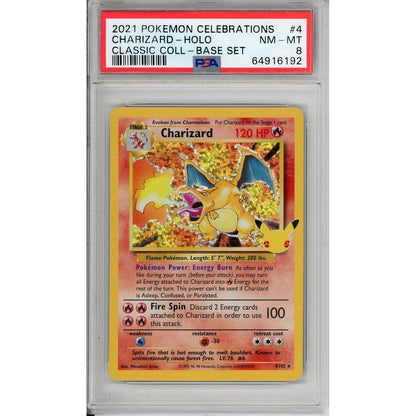 Pokemon Graded: Charizard 4/102 Celebrations Classic Collections (2021) Holo PSA 8