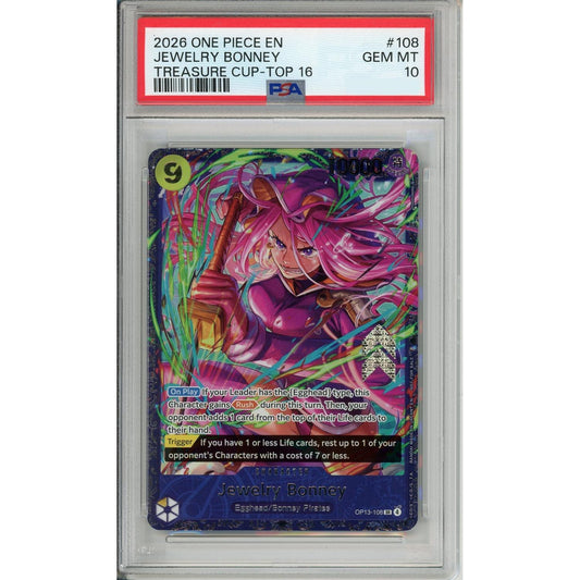 One Piece Graded: Jewelry Bonney OP13-108 Treasure Cup Top 16 (2026) PSA 10