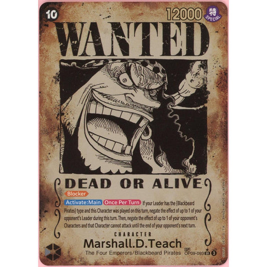 One Piece Single: Marshall D. Teach Wanted Poster OP09-093 Emperors In New World NM