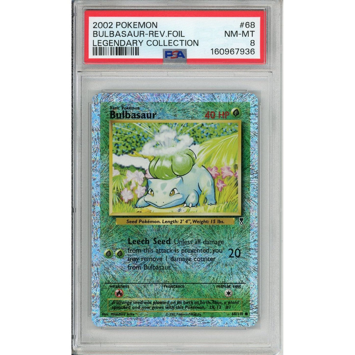 Pokemon Graded: Bulbasaur 68/110 Legendary Collection (2002) Rev. Foil PSA 8