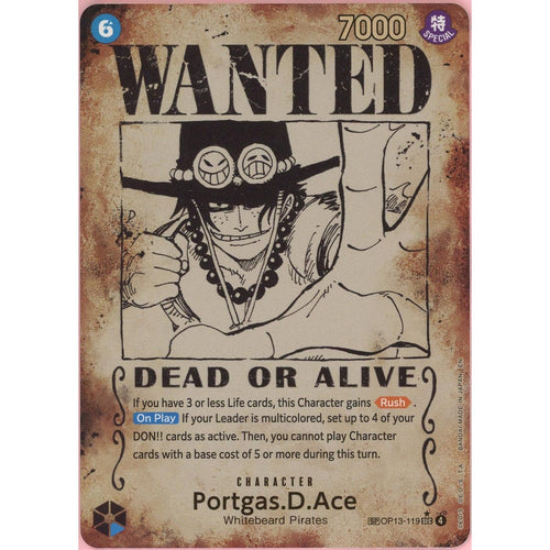 One Piece Single: Portgas D. Ace Wanted Poster OP13-119 Carrying On His Will NM