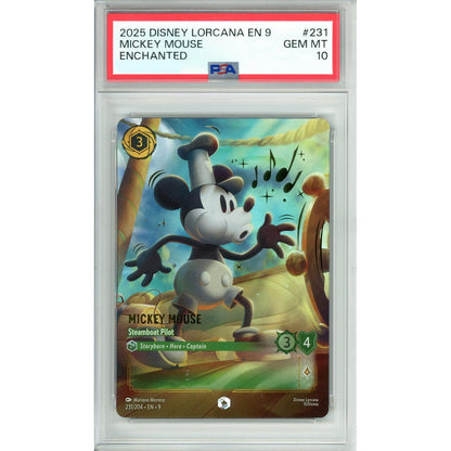 Lorcana Graded: Mickey Mouse Steamboat Pilot 231/204 Enchanted (2025) PSA 10