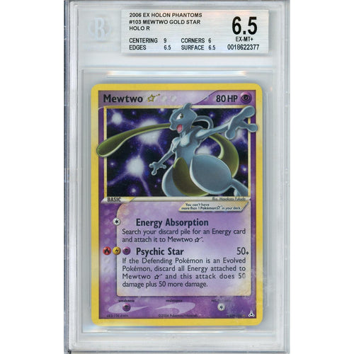 Pokemon Graded: Mewtwo Gold Star 103/110 Holon Phantoms (2006) Holo Beckett 6.5