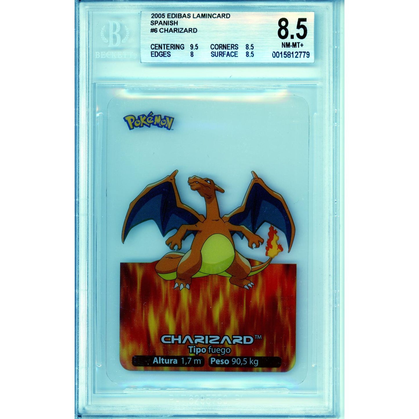 Pokemon Graded: Spanish Charizard #6 Edibas Lamincard (2005) Beckett 8.5