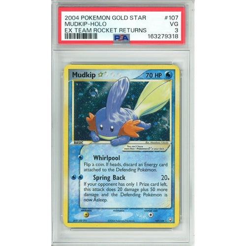 Pokemon Graded: Mudkip Gold Star 107/109 EX Team Rocket Returns (2004) PSA 3