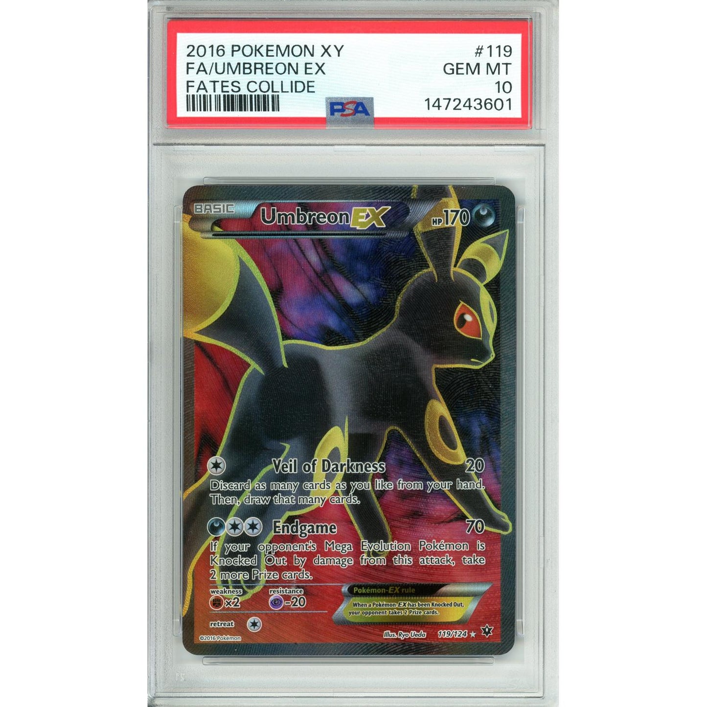 Pokemon Graded: Umbreon EX 119/124 Fates Collide (2016) Rare Holo PSA 10