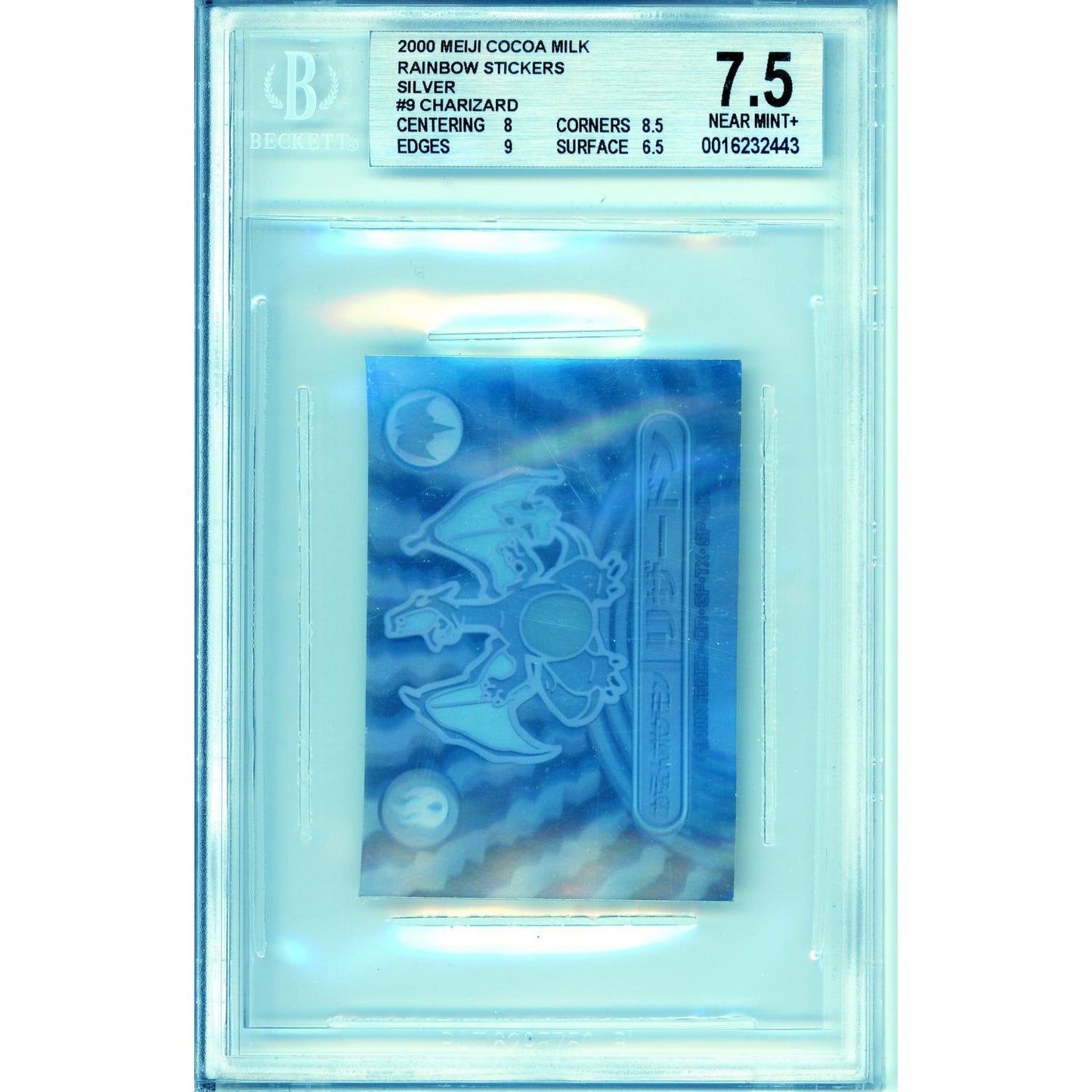 Pokemon Graded: Charizard #9 Meiji Silver Rainbow Sticker (2000) Beckett 7.5