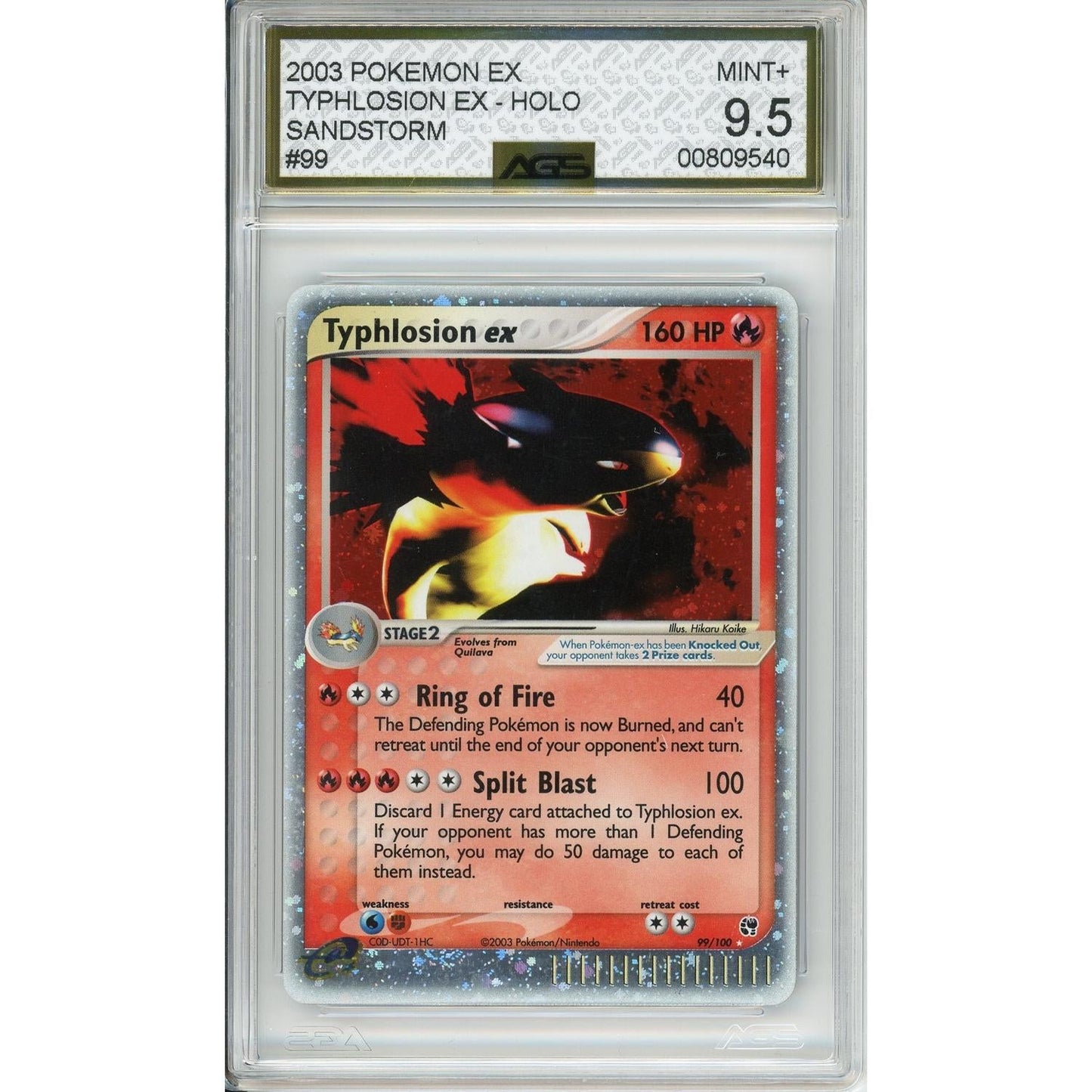 Pokemon Graded: Typhlosion ex 99/100 Sandstorm (2003) Holo AGS 9.5