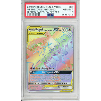 Pokemon Graded: Moltres & Zapdos & Articuno GX PSA 10