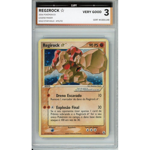 Pokemon Graded: Portuguese Regirock Gold Star 91/92 Legend Maker (2006) Holo CAPY 3