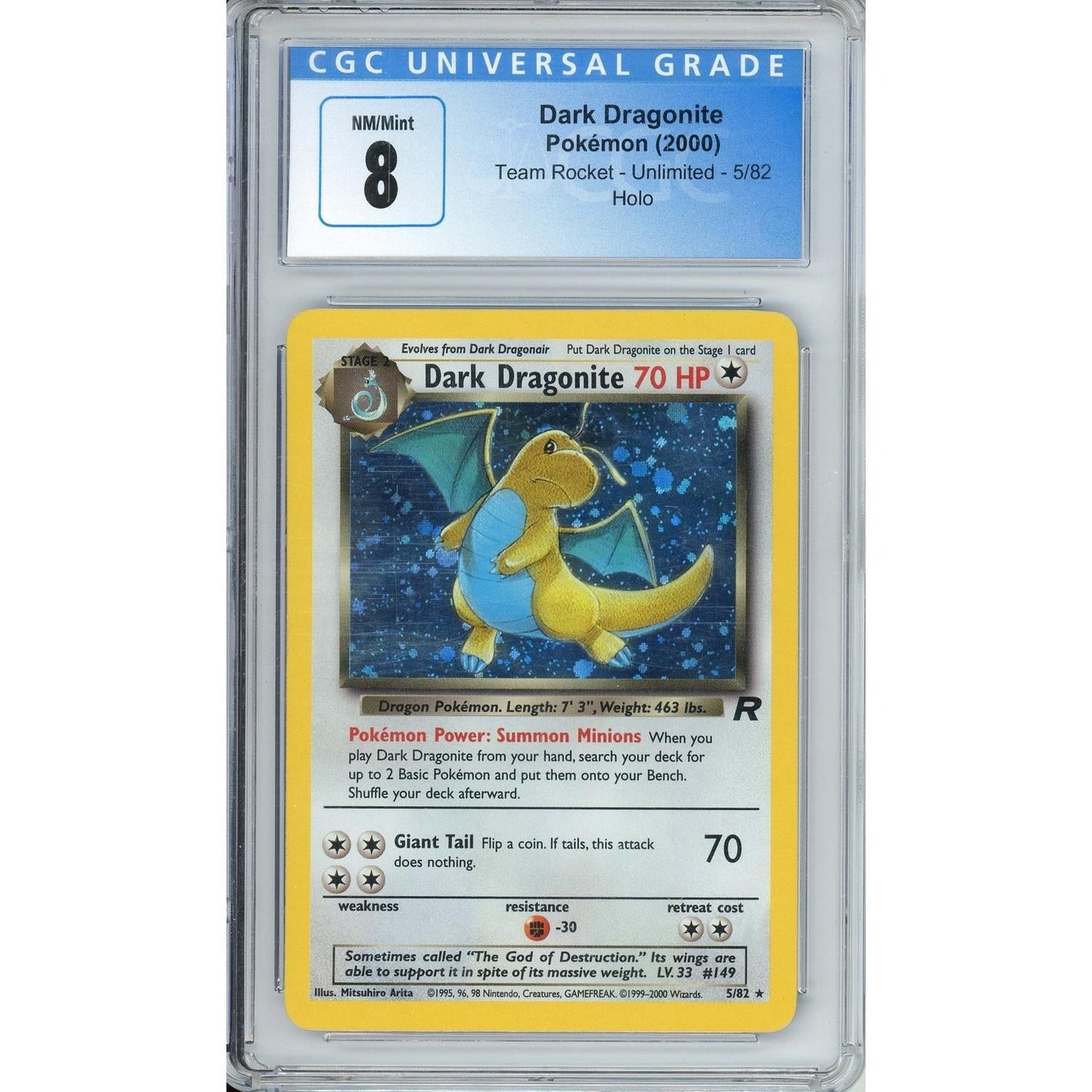 Pokemon Graded: Dark Dragonite 5/82 Team Rocket Unlimited (2000) Holo CGC 8