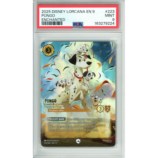Lorcana Graded: Pongo Determined Father 223/203 Enchanted (2025) PSA 9