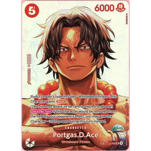 One Piece Single: Portgas D. Ace ST15-005 The Time Of Battle Special Rare NM