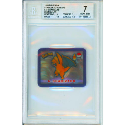 Pokemon Graded: Charizard #43 Stadium Action 3DS Lenticular (1999) Beckett 7