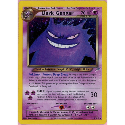 Pokemon Single: Dark Gengar 6/105 Neo Destiny (2002) Holo LP