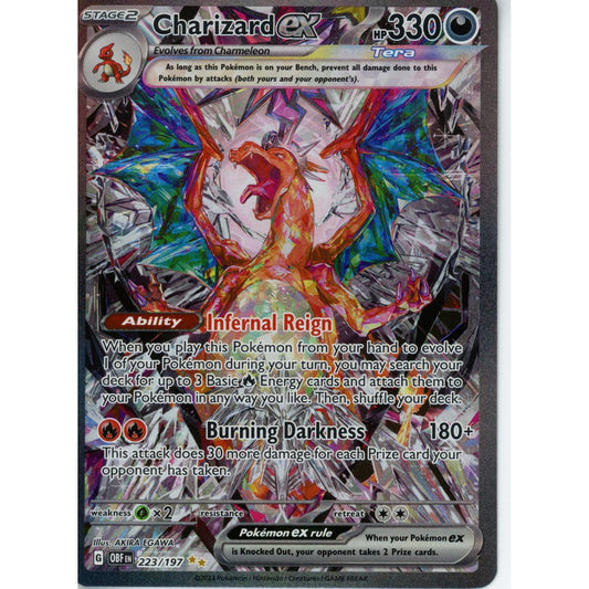 Pokemon Single: Charizard EX- 223/197 SV03 Obsidian Flames NM