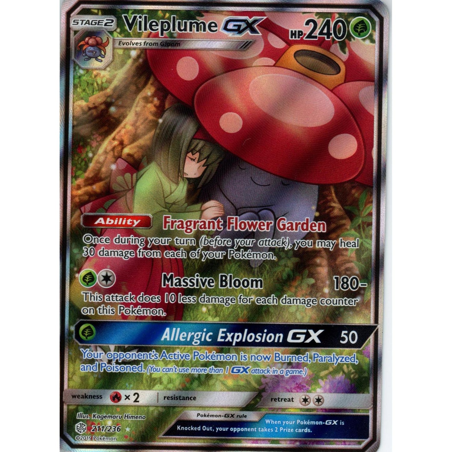 Pokemon Single: Vileplume GX- SM - Cosmic Eclipse 211/236 NM