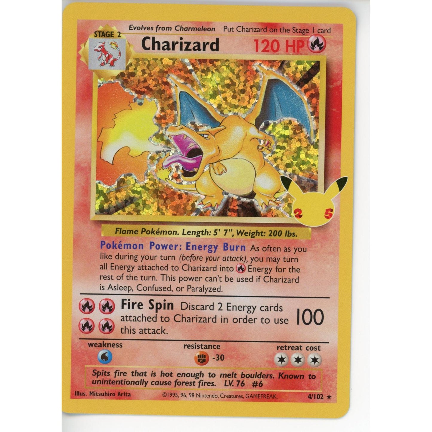 Pokemon Single: Charizard- Celebrations: Classic Collection 4/102 NM