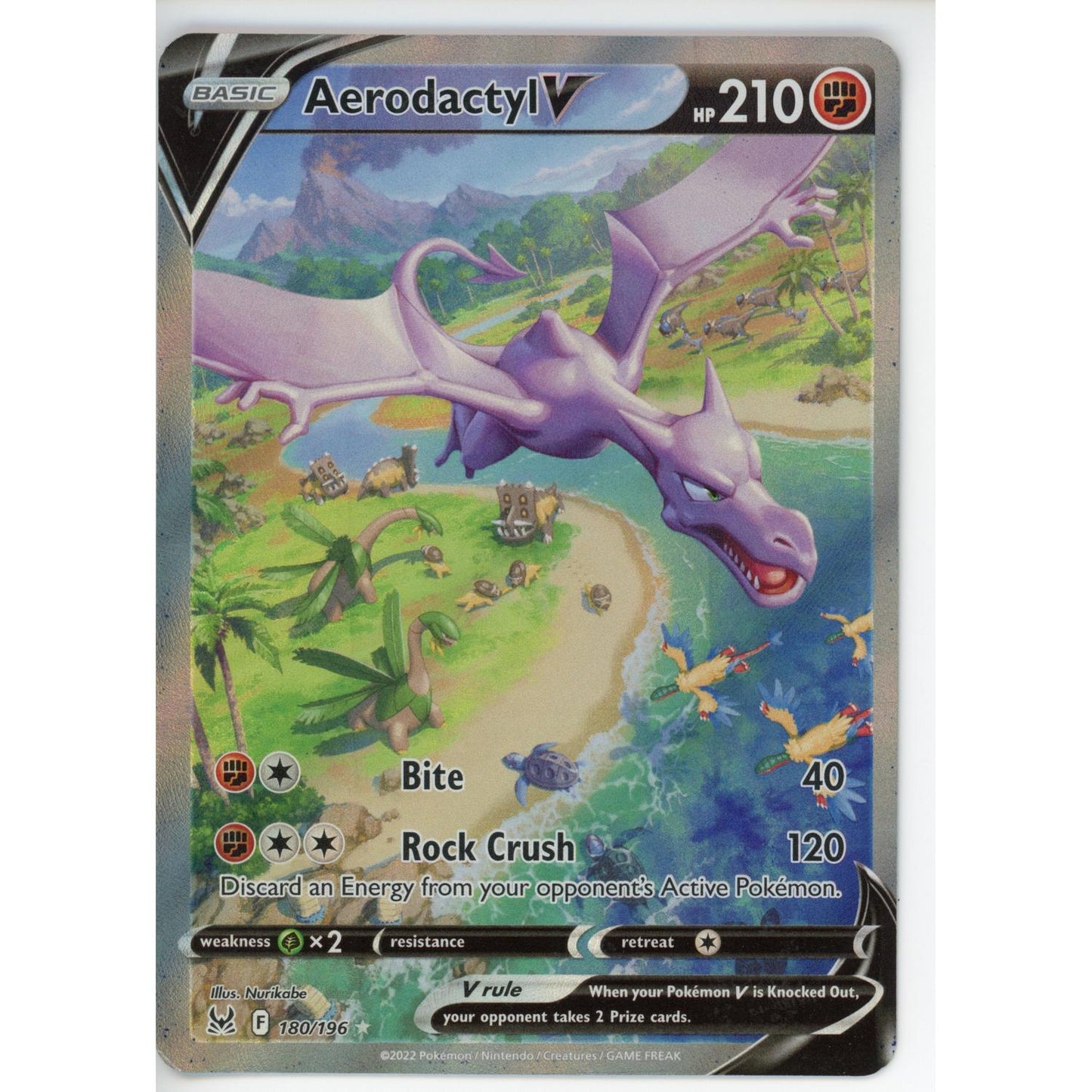 Pokemon Single: Aerodactyl V 180/196 Alt Full Art SWSH11- LP