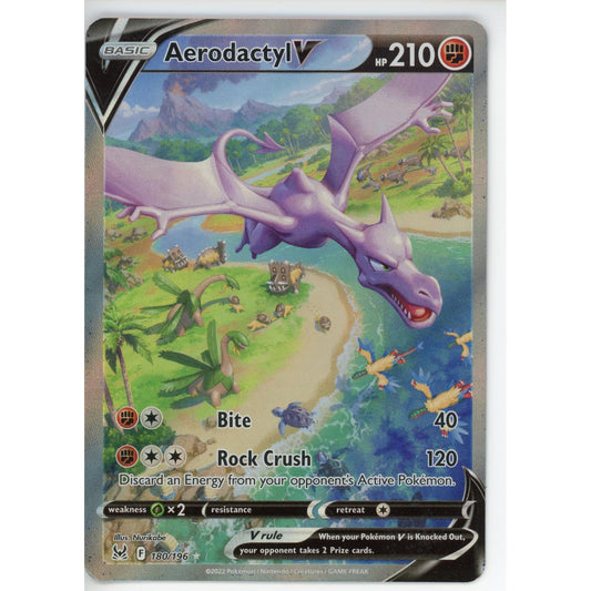 Pokemon Single: Aerodactyl V 180/196 Alt Full Art SWSH11- LP