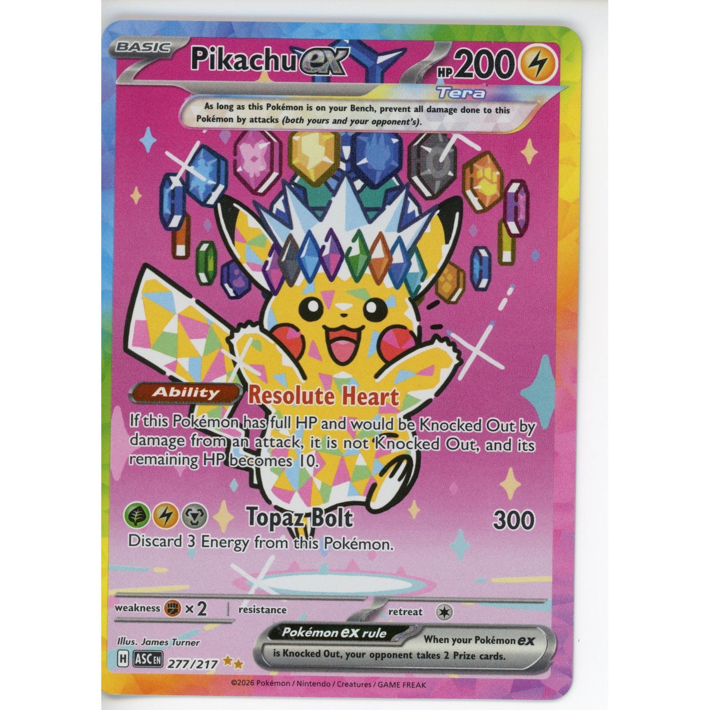 Pokemon Single: Pikachu Ex - 277/217 ME: (ASC)- NM