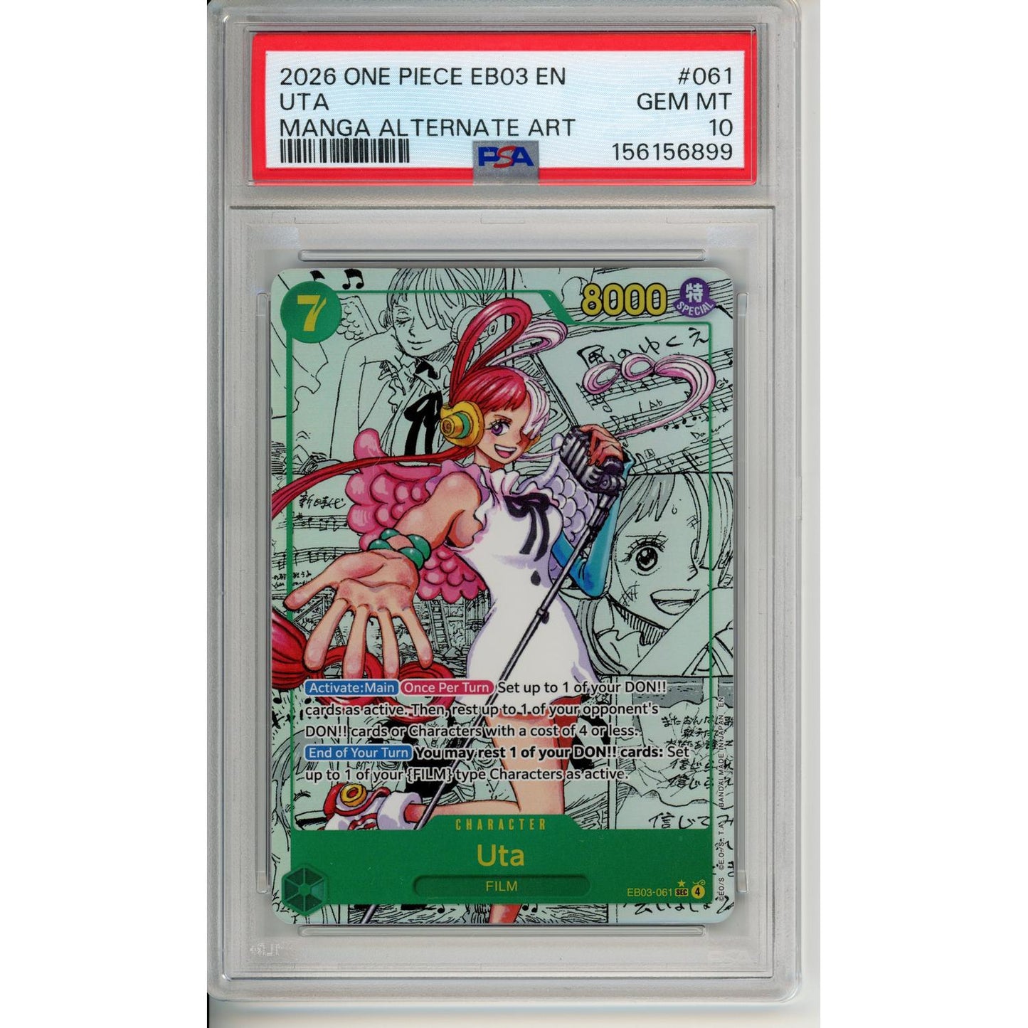 One Piece Graded: Uta (2026) EB03-061 Manga Alternate Art PSA 10