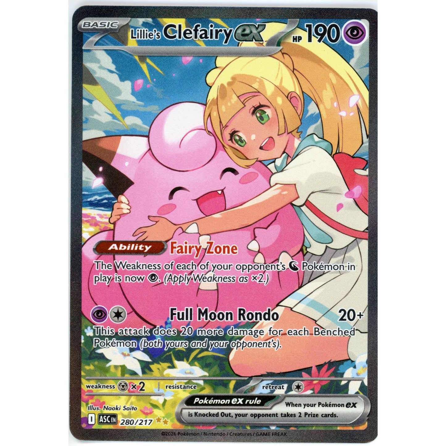 Pokemon Single: Lillie's Clefairy EX 280/217 NM