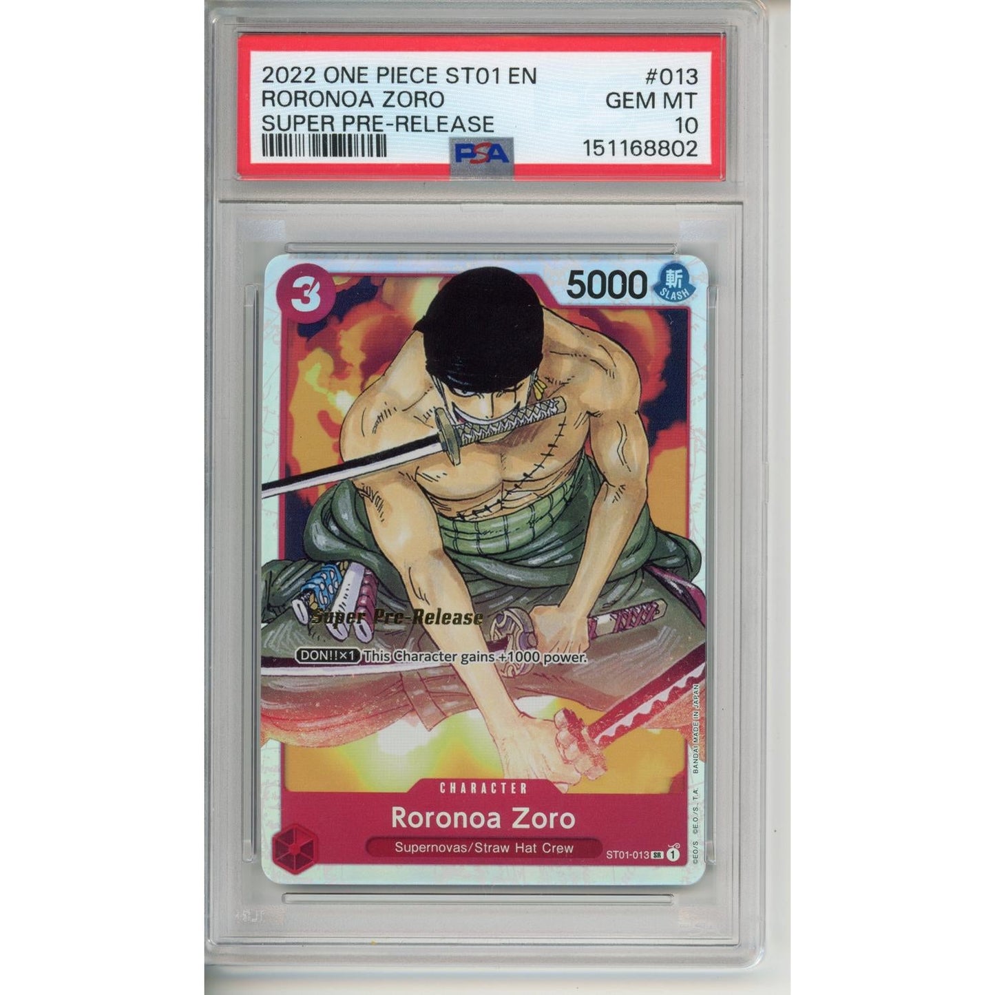 One Piece Graded: Roronoa Zoro Super Pre-Release PSA 10