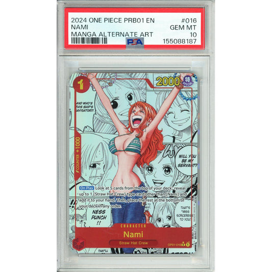 One Piece Graded: Nami Manga Alt Art OP01-016 Premium Booster The Best PSA 10