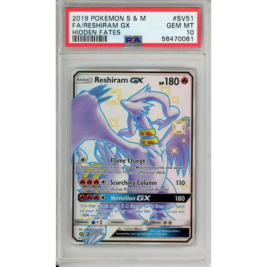Pokemon Graded: Reshiram GX SV51/SV94 Hidden Fates (2019) Full Art Holo PSA 10