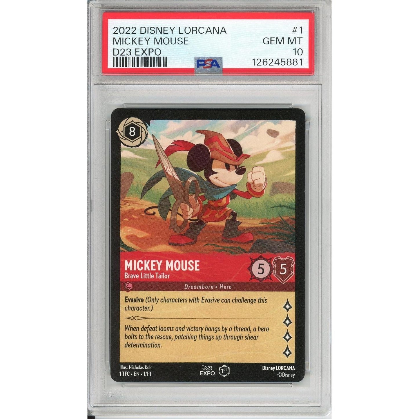 Lorcana Graded: Mickey Mouse Brave Little Tailor #1 D23 Expo Promo (2022) PSA 10