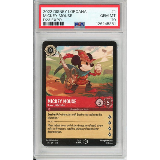 Lorcana Graded: Mickey Mouse Brave Little Tailor #1 D23 Expo Promo (2022) PSA 10