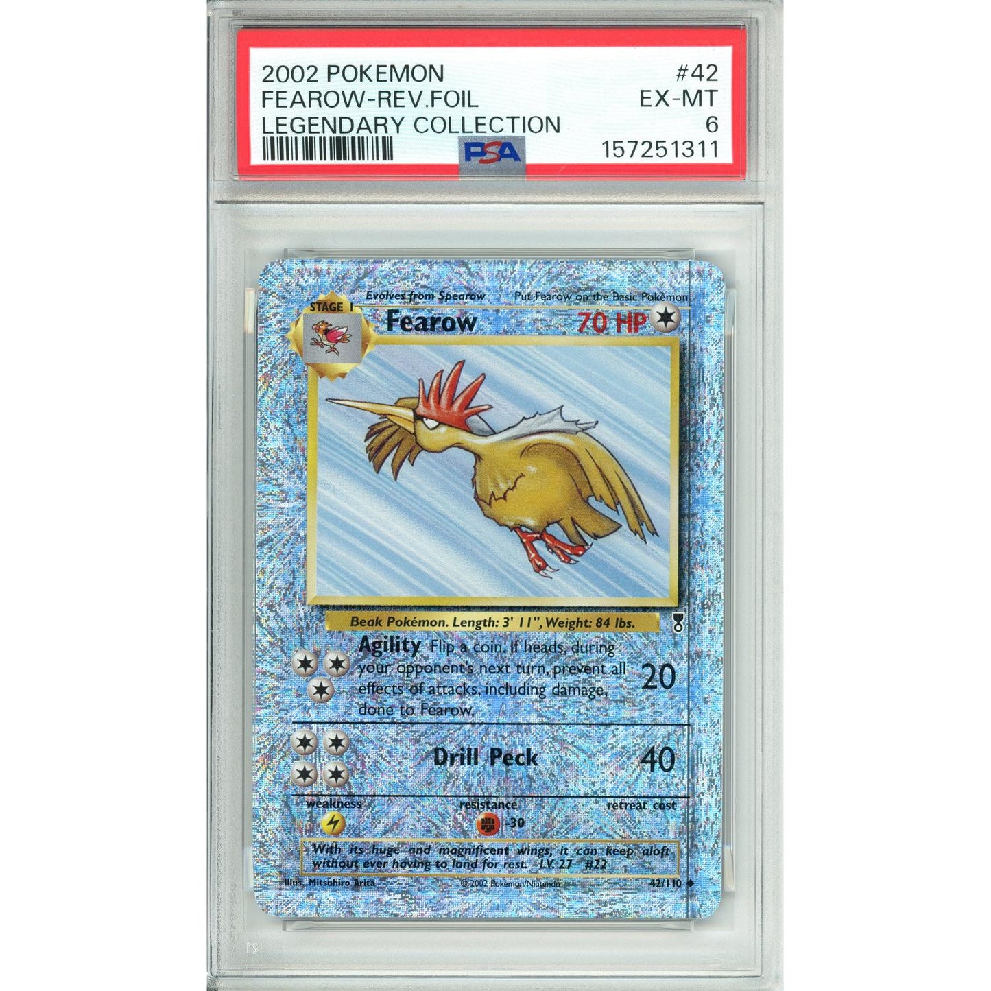 Pokemon Graded: Fearow 42/110 Legendary Collection (2002) Rev Foil PSA 6