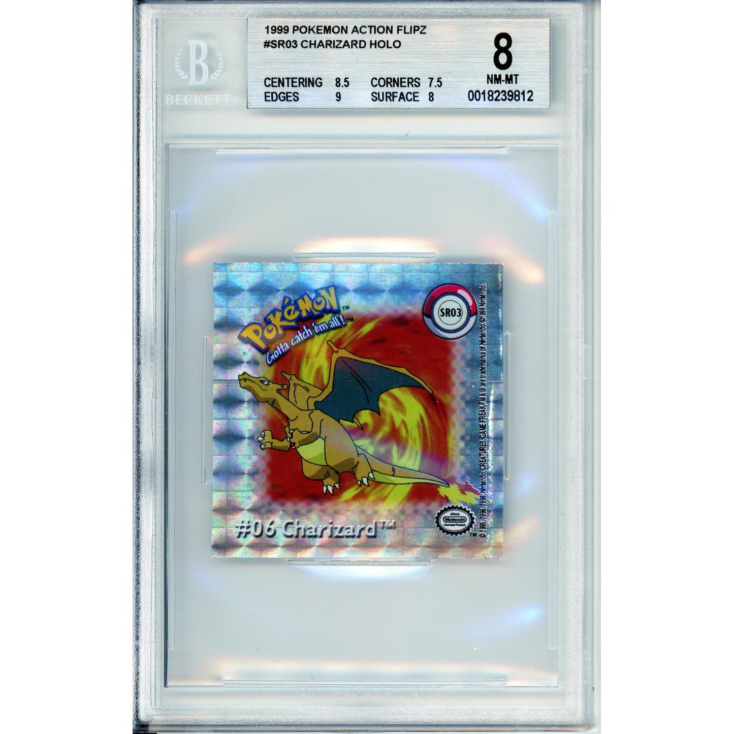 Pokemon Graded: Charizard #SR03 Action Flipz (1999) Beckett 8