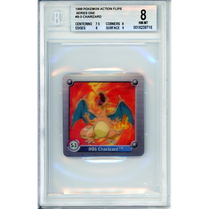 Pokemon Graded: Charizard #S-3 Action Flips Series One (1999) Beckett 8
