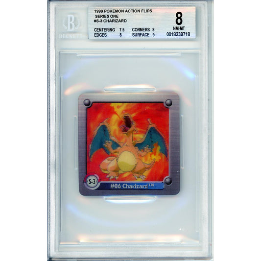 Pokemon Graded: Charizard #S-3 Action Flips Series One (1999) Beckett 8
