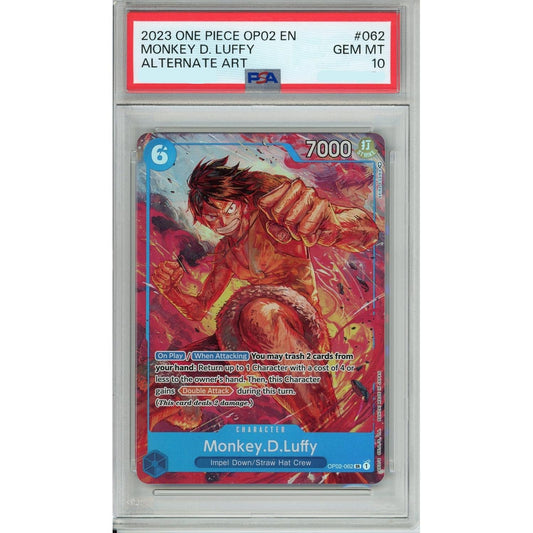 One Piece Graded: Monkey D. Luffy OP02-062 Alternate Art PSA 10