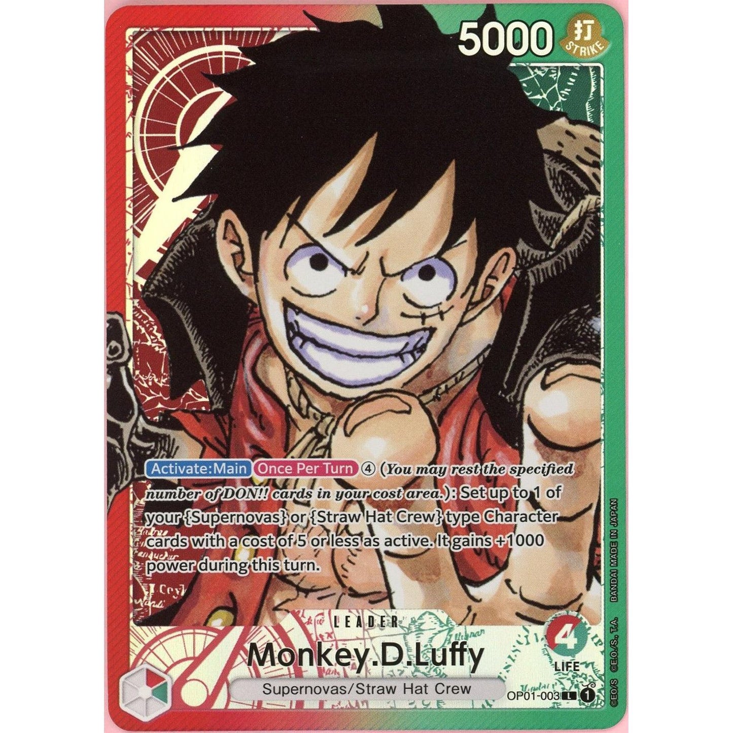 One Piece Single: Monkey D. Luffy OP01-003 Romance Dawn Leader Alt Art NM