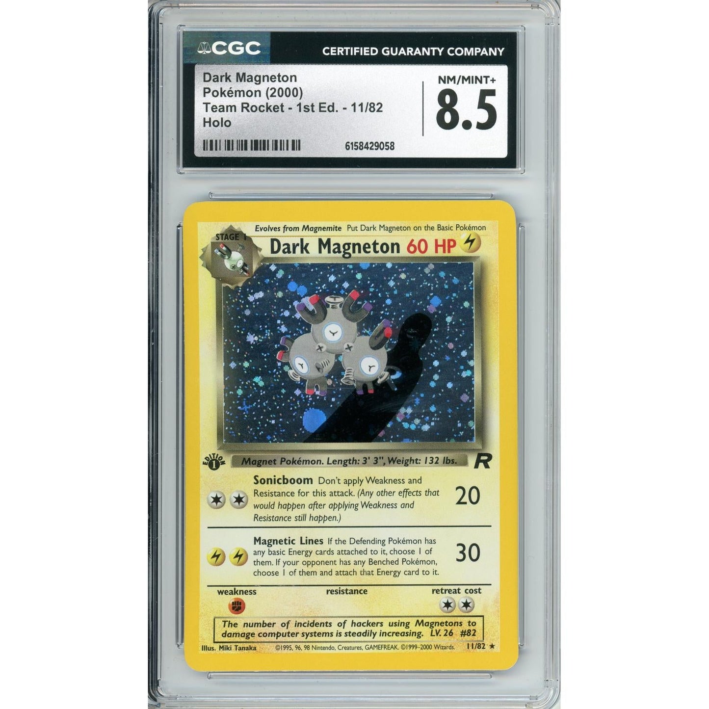 Pokemon Graded: Dark Magneton 1st Edition 11/82 Team Rocket (2000) Holo Beckett 8.5