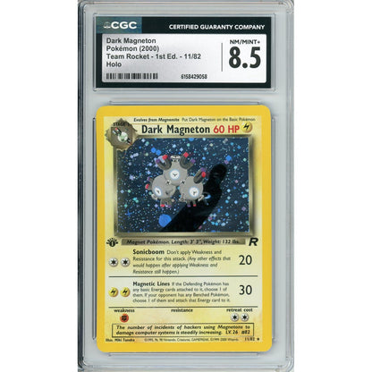 Pokemon Graded: Dark Magneton 1st Edition 11/82 Team Rocket (2000) Holo Beckett 8.5