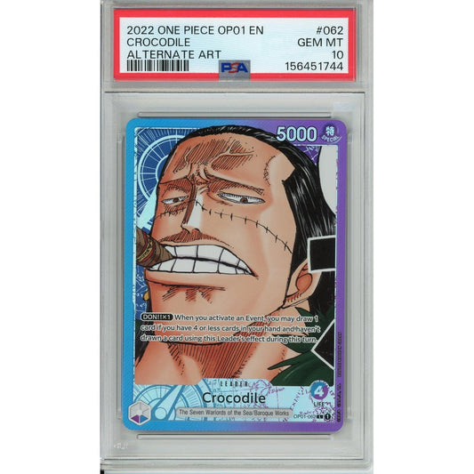 One Piece Graded: Crocodile OP01-062 Romance Dawn Alternate Art PSA 10