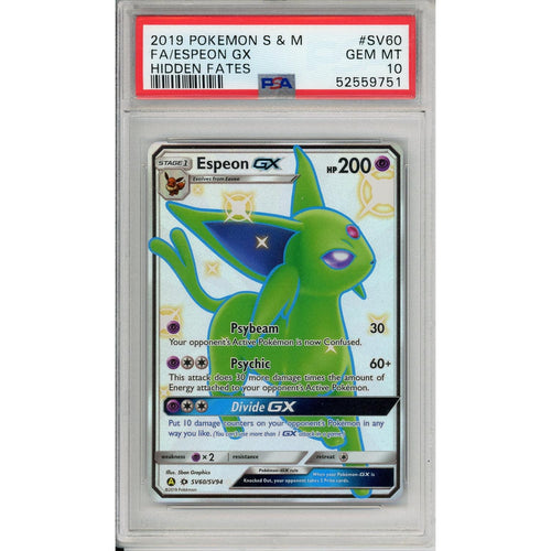 Pokemon Graded: Espeon GX SV60/SV94 Hidden Fates (2019) Full Art Holo PSA 10