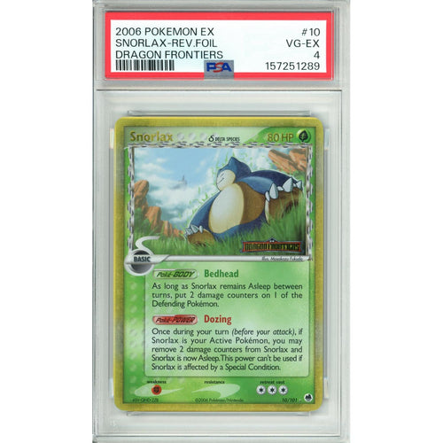 Pokemon Graded: Snorlax 10/101 Dragon Frontiers (2006) Rev Foil PSA 4