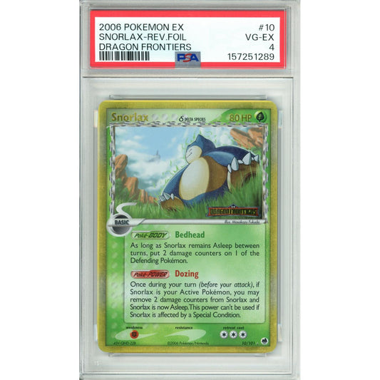 Pokemon Graded: Snorlax 10/101 Dragon Frontiers (2006) Rev Foil PSA 4