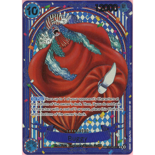 One Piece Single: Buggy Alt Art OP09-051 The Azure Seas Seven NM