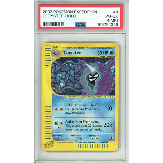 Pokemon Graded: Cloyster 8/165 Expedition (2002) Holo PSA 4