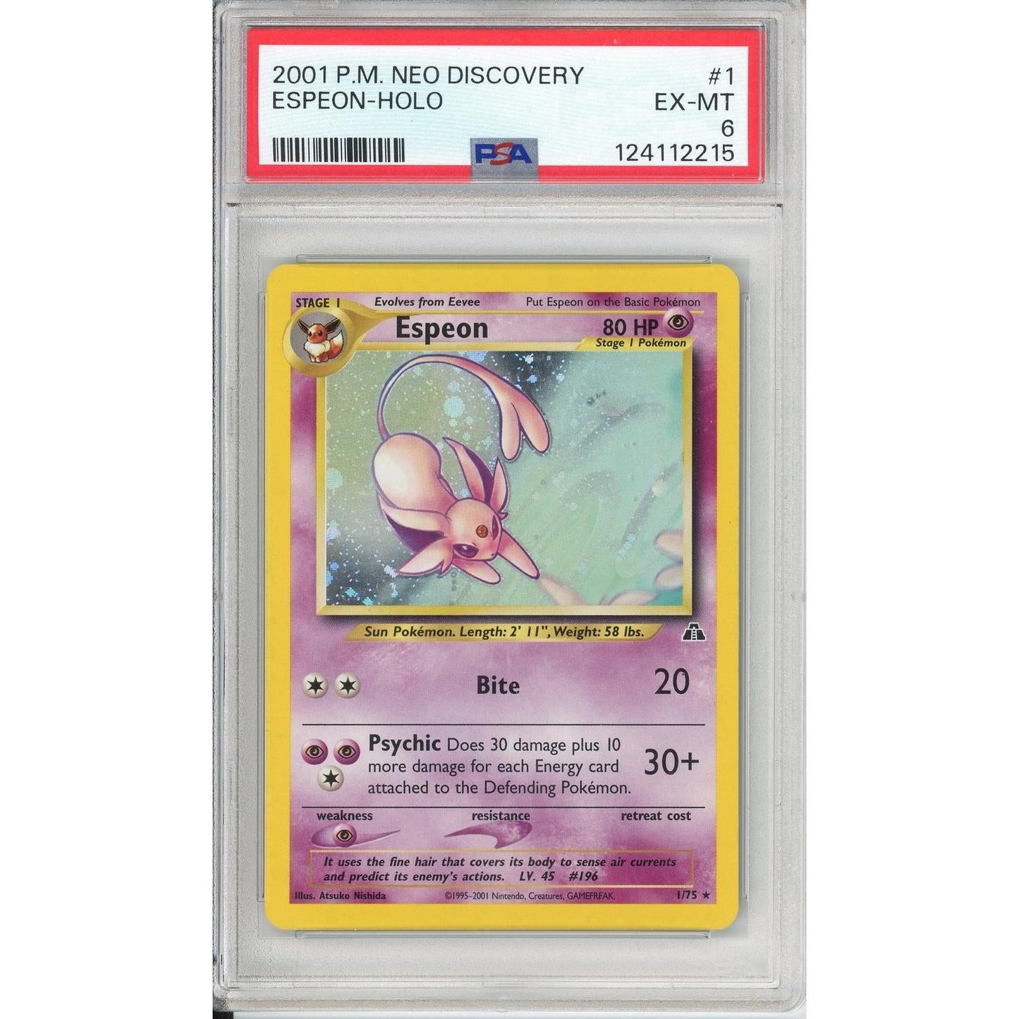 Pokemon Graded: Espeon 1/75 Neo Discovery (2001) Holo PSA 6