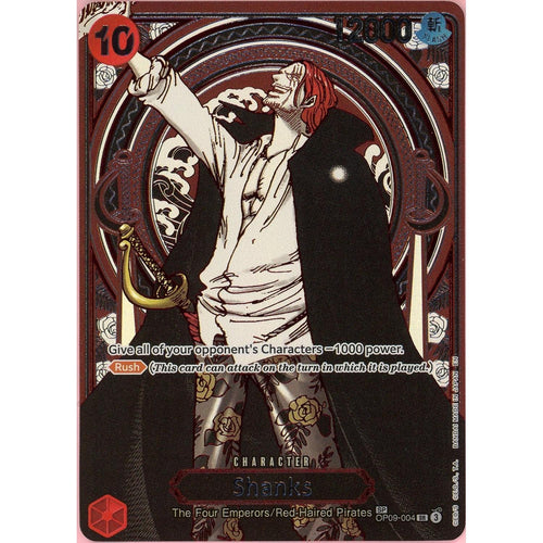 One Piece Single: Shanks Alt Art OP09-004 Carrying On His Will (Silver Foil) NM