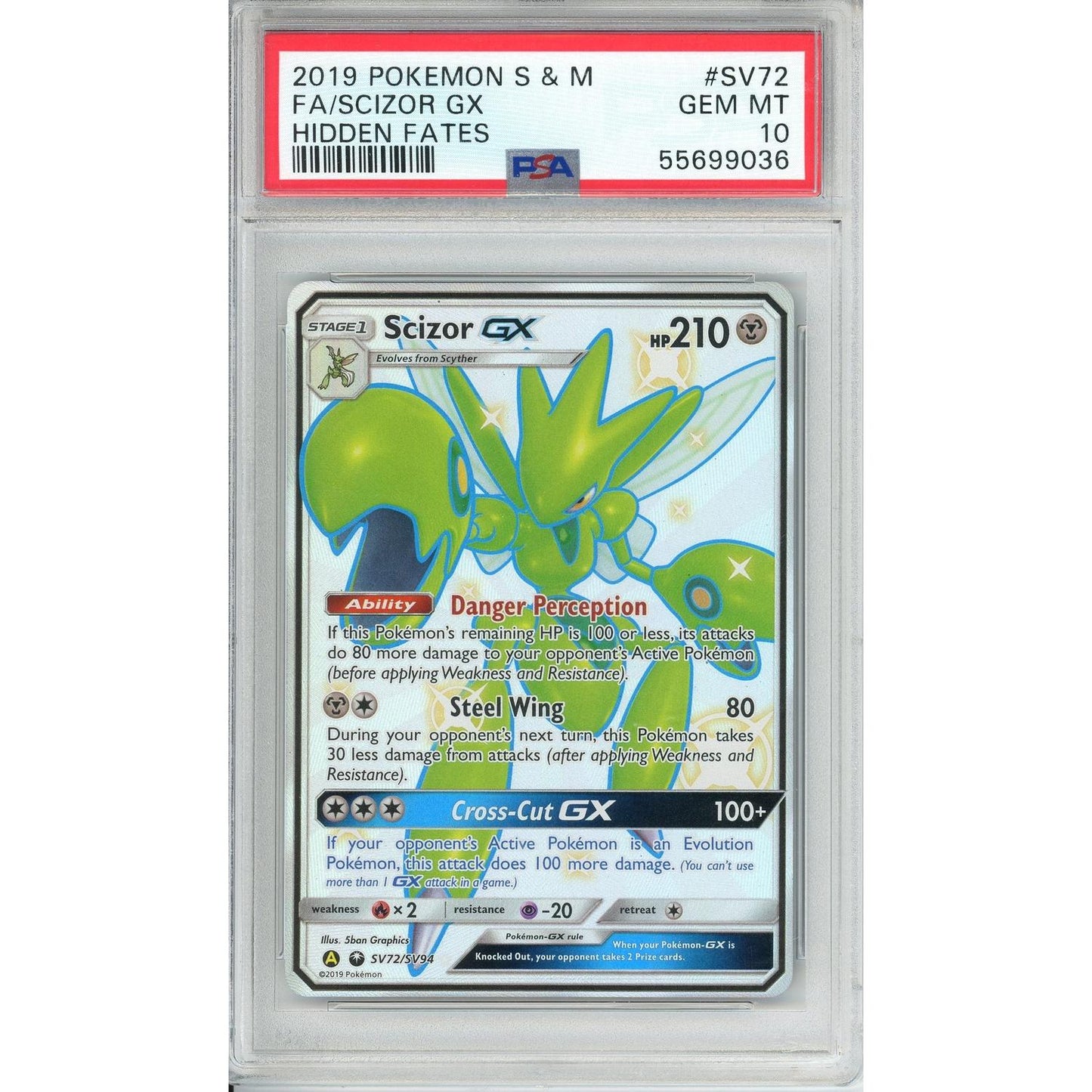 Pokemon Graded: Scizor GX SV72/SV94 Hidden Fates (2019) Full Art Holo PSA 10